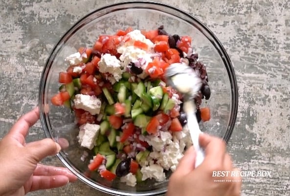 Stirring salad
