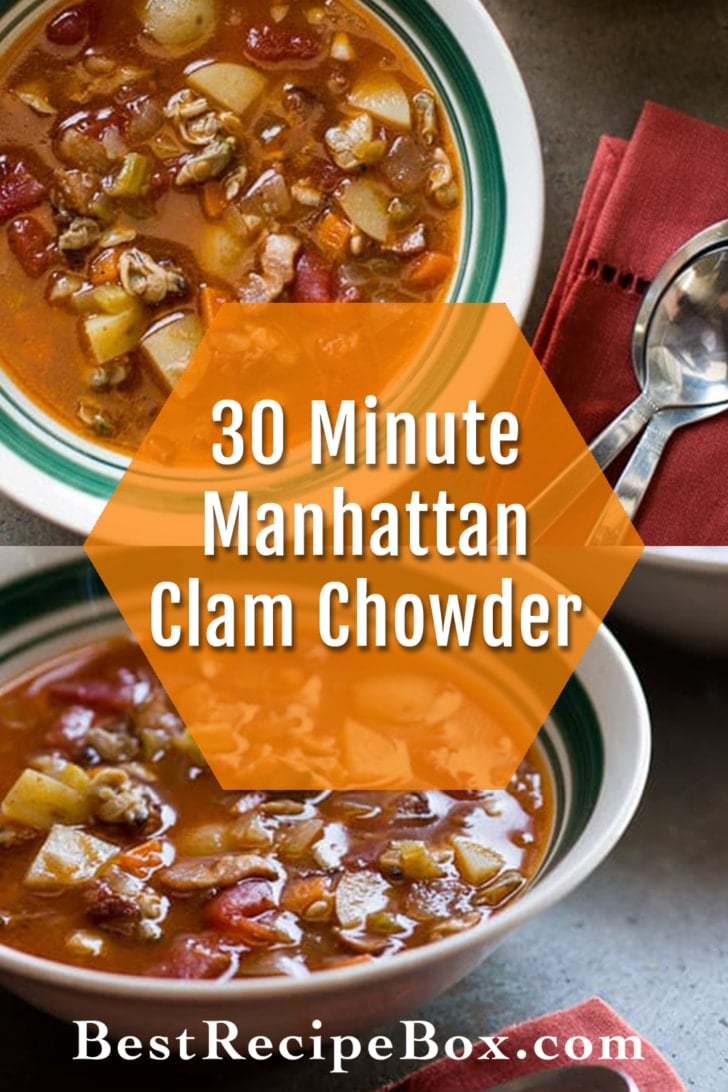 30 minute Manhattan Clam Chowder collage