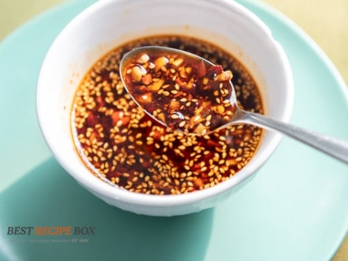 spoonful of homemade dumpling sauce