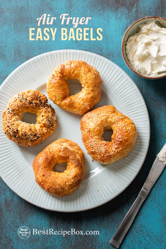 Air fried bagels on a plate