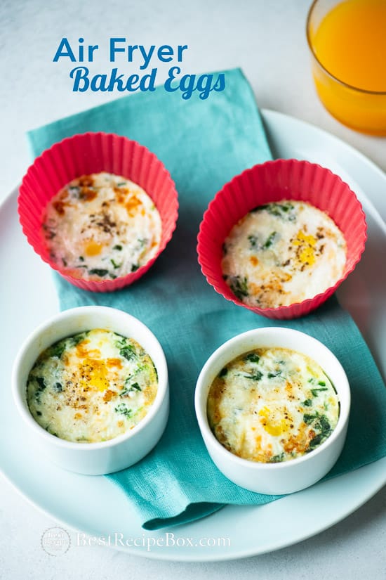 Easy Air Fried Baked Eggs Recipe on a plate
