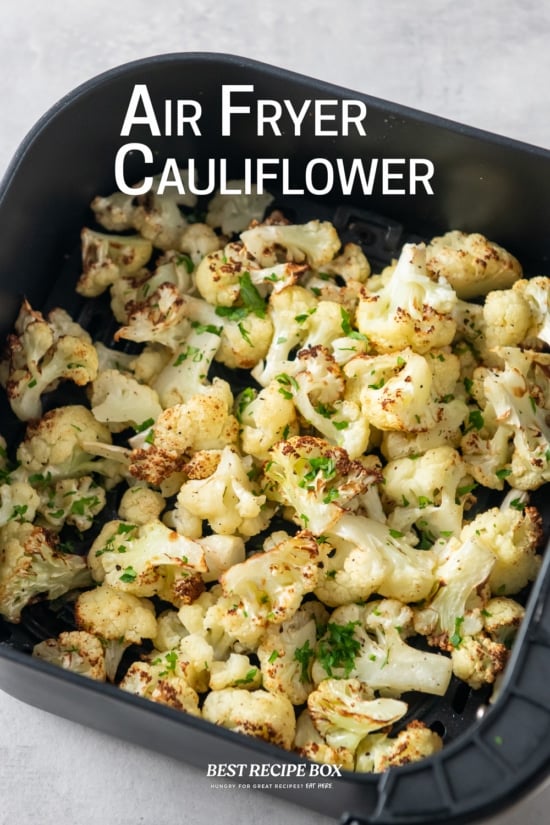basket of air fryer cauliflower 