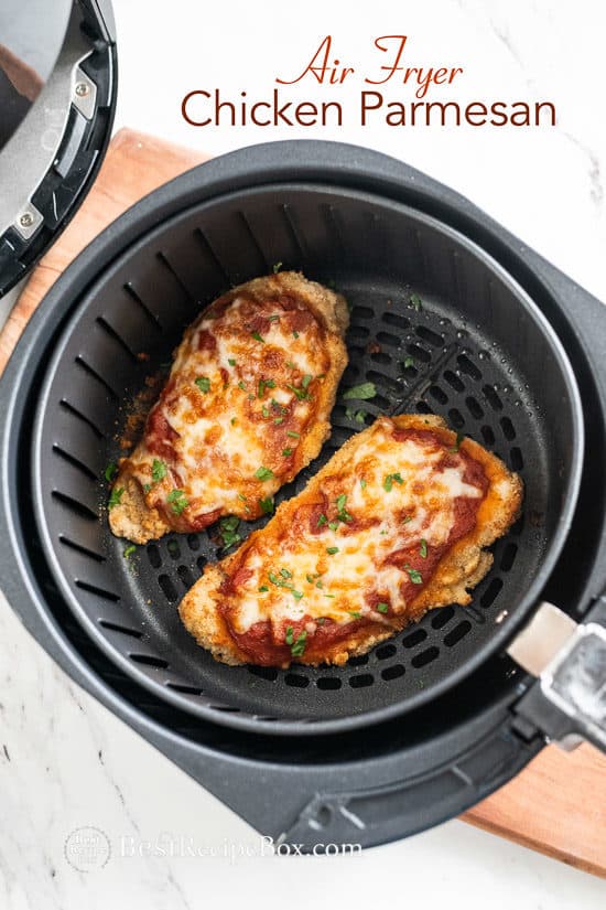 Air Fryer Chicken Parmesan Recipes in a basket 