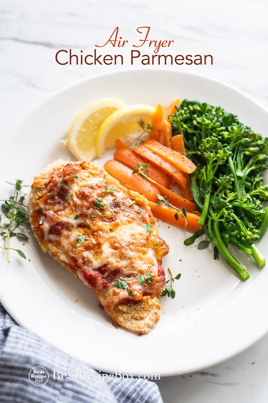 Air Fryer Chicken Parmesan Recipes on a plate