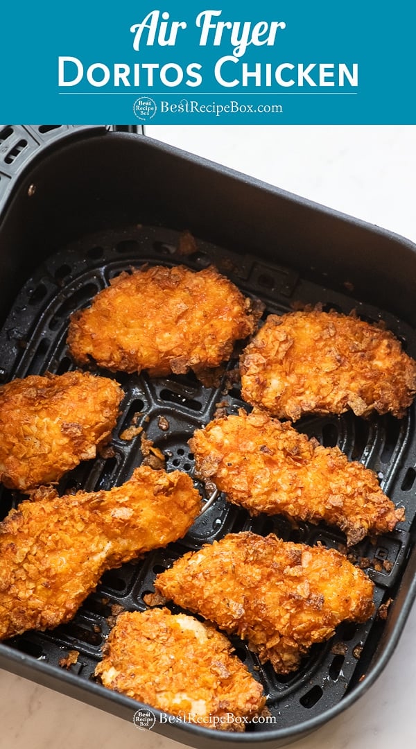 Air Fryer Doritos Crusted Chicken Strips Recipe in basket