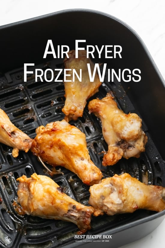 air fryer frozen chcken wings in basket 