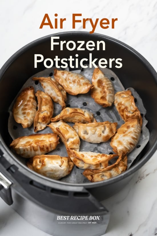 air fryer frozen dumplings potstickers in basket 