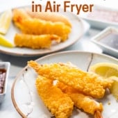 air fried tempura shrimp on plate