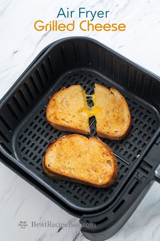 Air fryer Grilled Cheese Sandwich Recipe in a basket