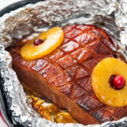 Air Fryer Glazed ham with pineapple