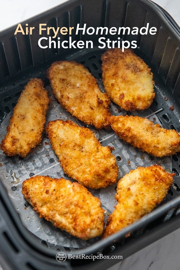 Air Fryer Chicken Strips Recipe or Chicken Tenders in Air Fryer basket