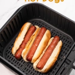 Easy Air Fried Hot Dogs Recipe in Air Fryer in a basket