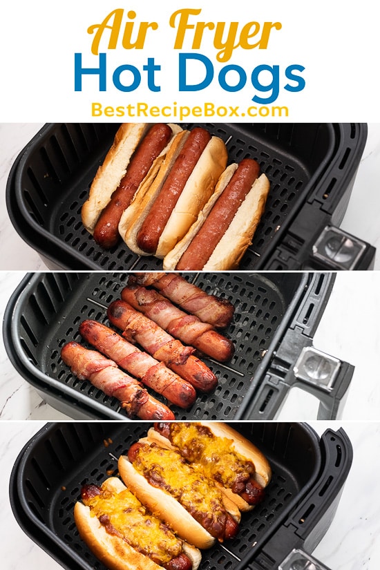 Air Fryer Hot Dogs Recipe with Bacon, Chili cheese step by step 