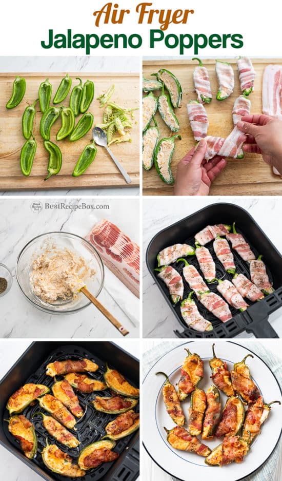 Air Fried Jalapeno Poppers Recipe with Bacon in Air Fryer step by step
