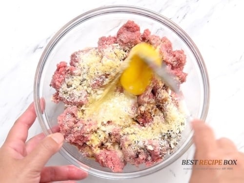 air fryer meatballs mixing in bowl