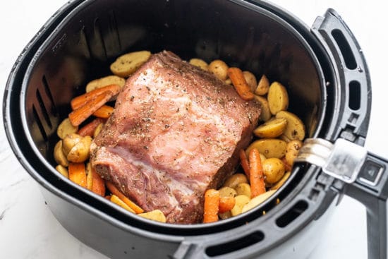 Pork loin and vegetables in air fryer