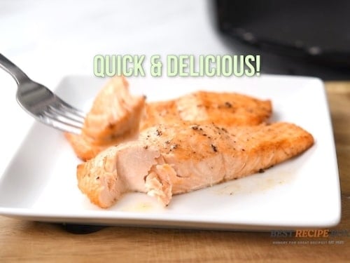 Forking a piece of salmon