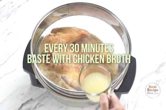 Basting turkey with broth