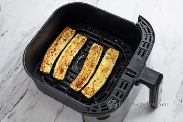 Healthy zucchini strips cooked in air fryer