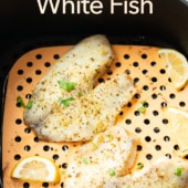 Air fryer white fish recipe in basket