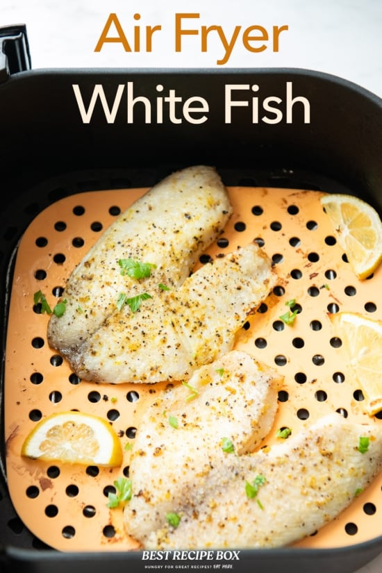 Air fryer white fish recipe in basket 