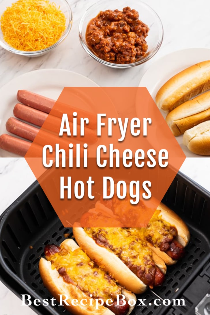 Air Fried Chili Cheese Hot Dogs collage