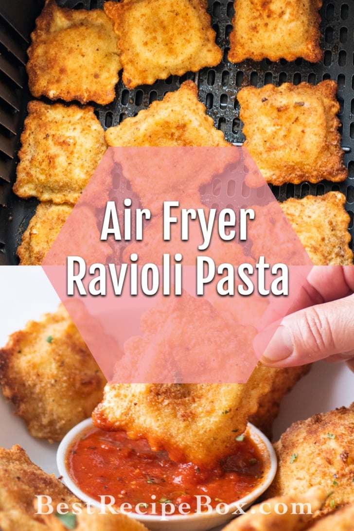Air fryer ravioli pasta collage