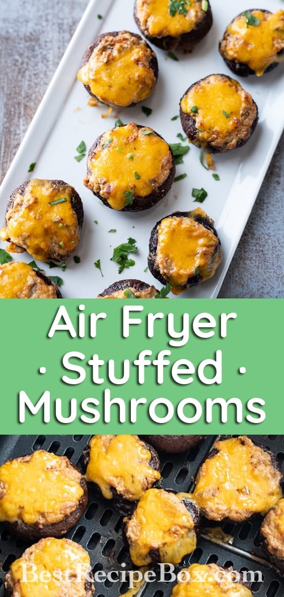 Air Fried Stuffed Mushrooms Recipe in the Air Fryer | BestRecipeBox.com