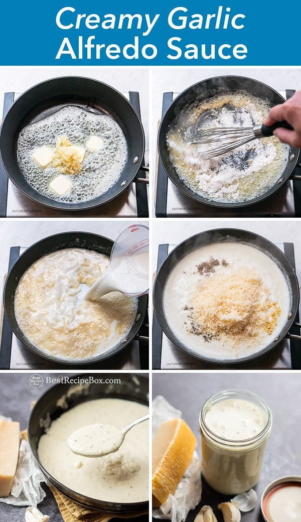 Homemade Alfredo Sauce Recipe and Easy Creamy Garlic Cream Sauce step by step