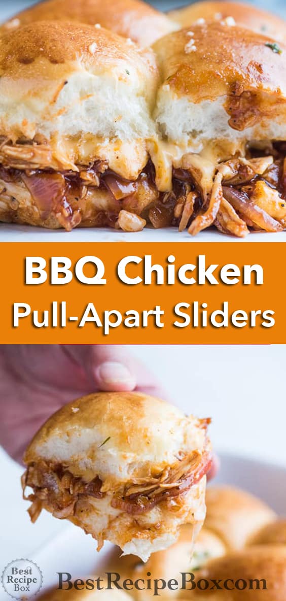 BBQ Chicken Pull Apart Sliders - Chicken Sliders Recipe | @bestrecipebox