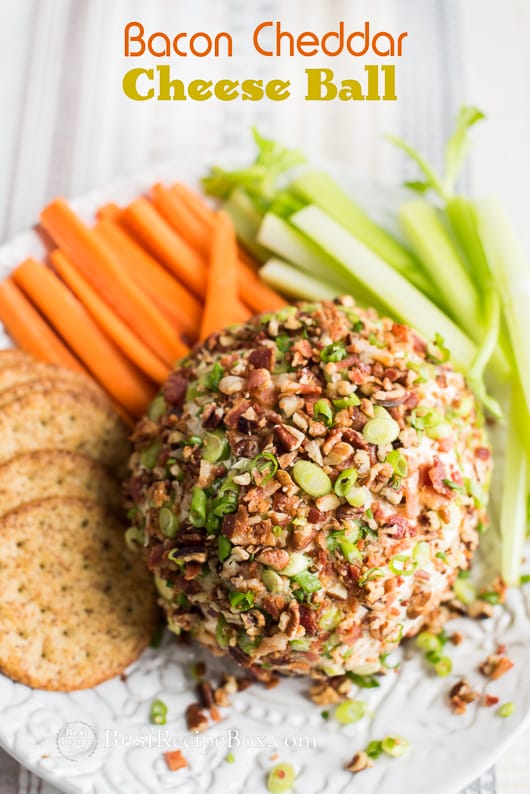 Bacon Cheddar Ranch Cheese Ball Appetizer on a plate