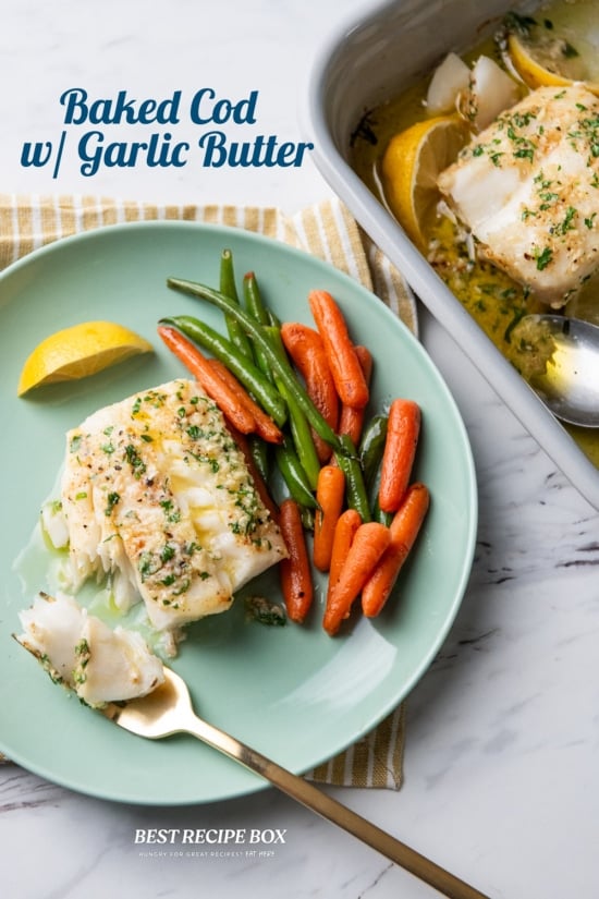 baked cod with plate 