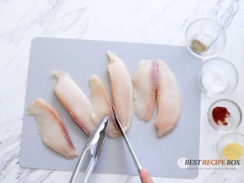 Cutting fish fillets into even sizes