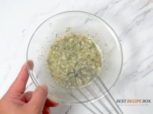 Whisking together the garlic butter