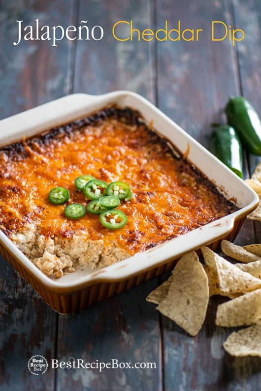Baked Jalapeno Cheddar Dip Recipe and Best Cheese Dip Recipe in casserole
