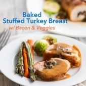 Baked Stuffed Turkey Breast with Bacon, Mushrooms, Kale or Spinach | @BestRecipeBox