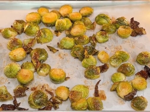 Half baked roasted brussels sprouts