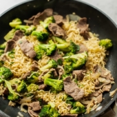 Beef and Broccoli Noodle Stir Fry Recipe Easy Ramen hack recipe | BestRecipeBox.com