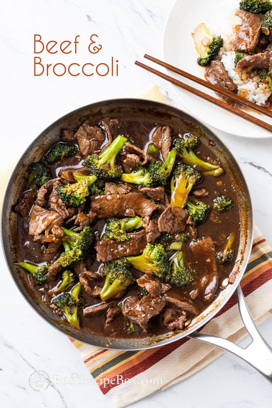 Beef & Broccoli Recipe for Best Chinese Beef Broccoli Stir fry in a cooking pan