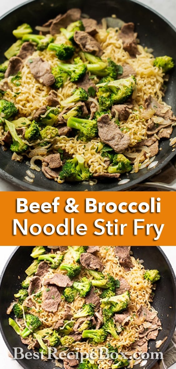 Beef and Broccoli Noodle Stir Fry Recipe Easy Ramen hack recipe | BestRecipeBox.com