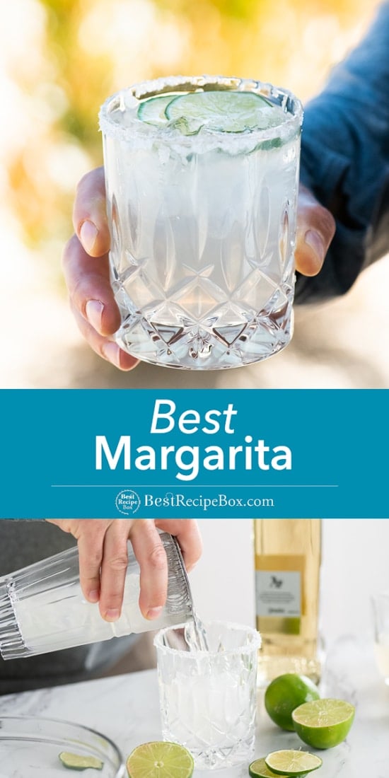 Best Margarita Recipe or Classic Margarita pouring in a glass