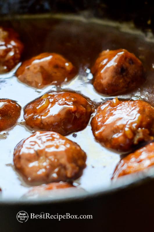 Best Juicy BBQ Chicken Meatballs Recipe in a cooking pot
