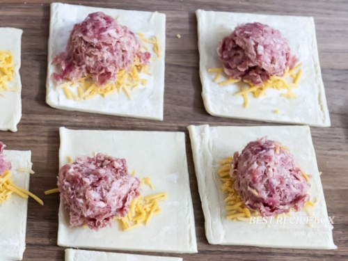 breakfast sausage ball in center of pastry
