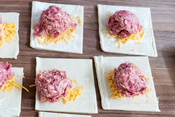 breakfast sausage ball in center of pastry