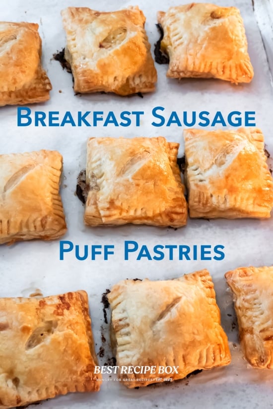 ovene tray of breakfast sausage cheese puff pastry