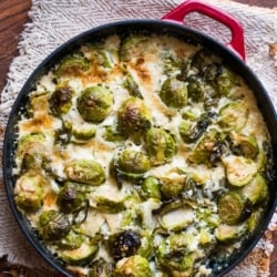 Cheesy Brussels Sprouts Gratin Casserole Recipe for Thanksgiving | @bestrecipebox