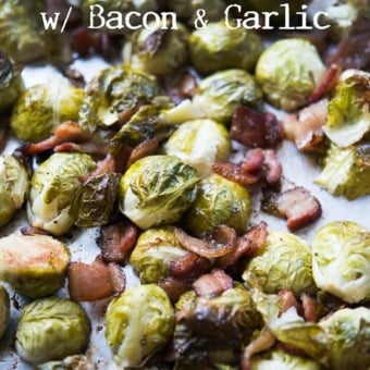 One Pan Sheet Pan Brussels Sprouts Recipe with Bacon and Garlic | @bestrecipebox