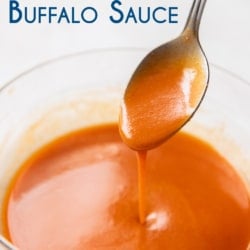buffalo wing sauce on spoon