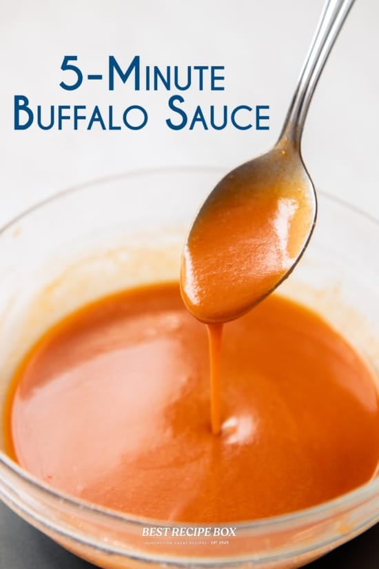 buffalo wing sauce on spoon 