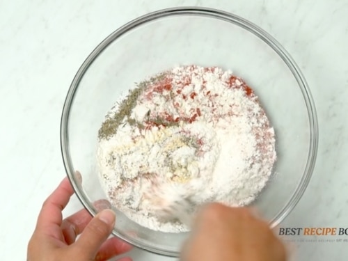 Mixing flour and spices